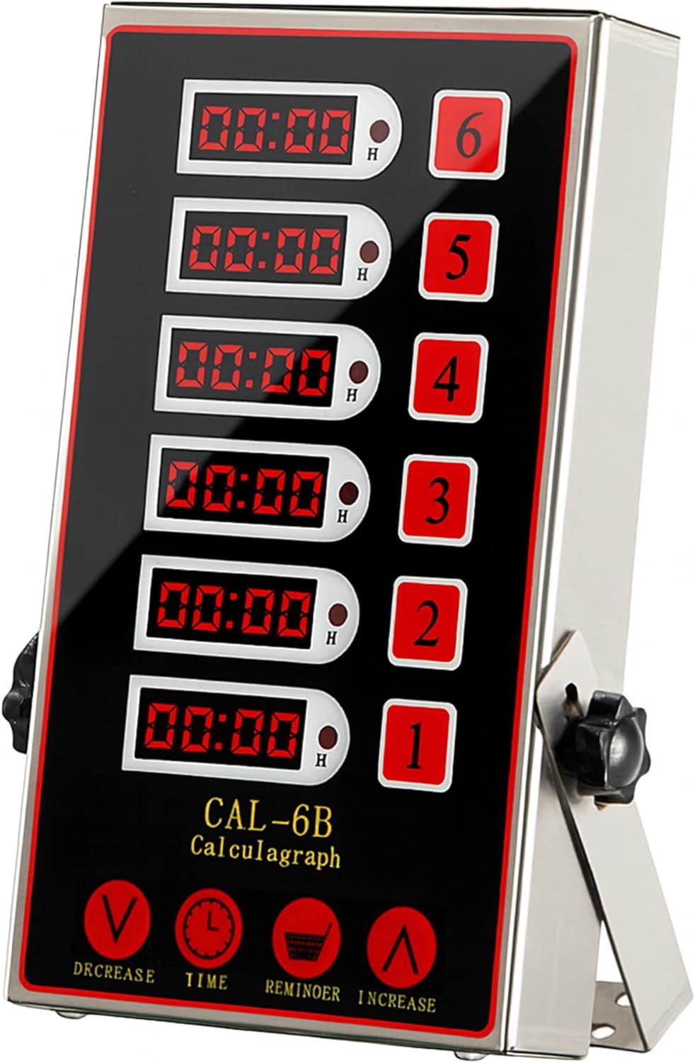Commercial 8 Channels Digital Kitchen Timer, Stainless Steel Calculagraph Timer with Loud Alarm for Restaurant, Clock Reminder on Multiple Events