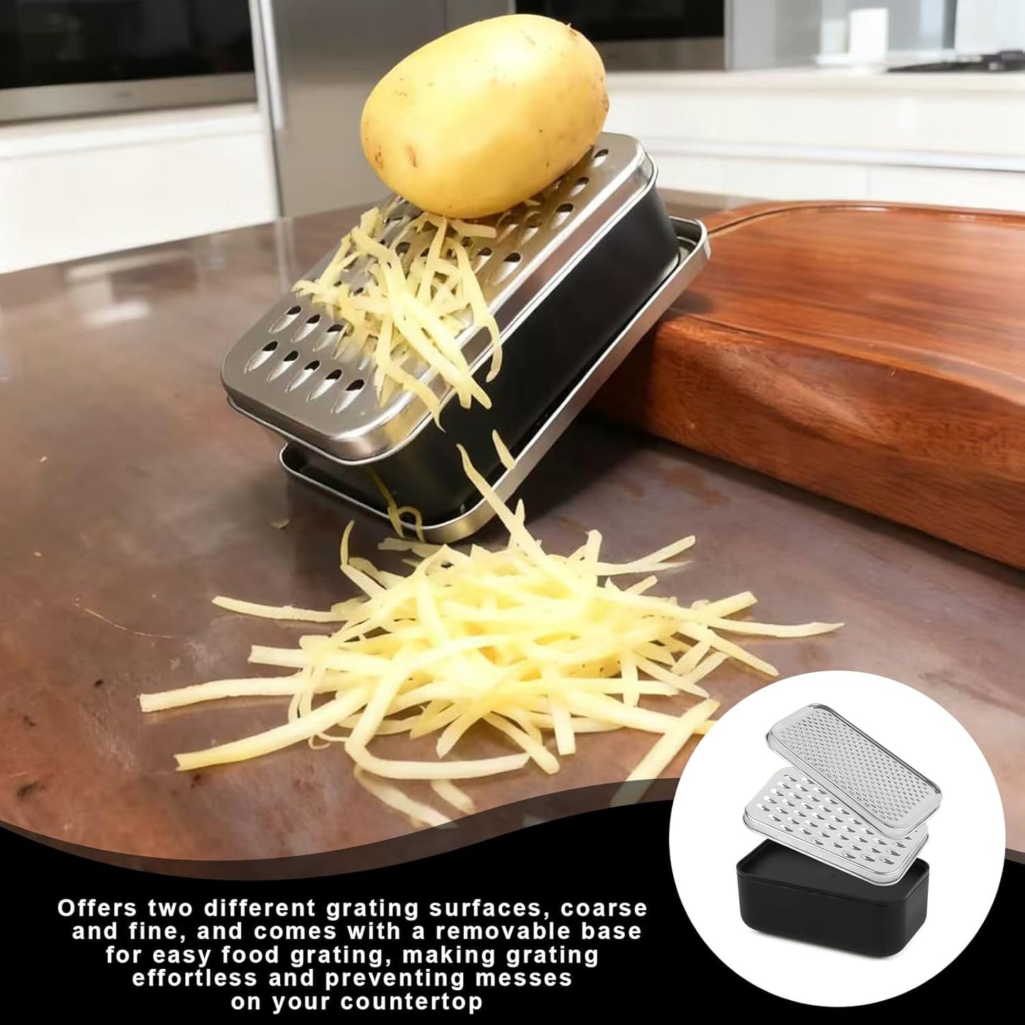Cheese Grater With Container,Box Grater Cheese Shredder Lemon Zester,Kitchen Stainless Steel Food Grater,Perfect For Hard Parmesan Or Soft Cheddar Cheeses,Ginger,Butter Etc