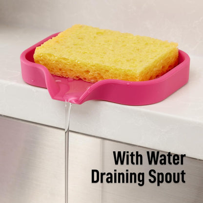 Zulay Kitchen (9x3.5in Sponge Holder for Kitchen Sink - Flexible Heavy-duty Multipurpose Sink Caddy - Counter Organizer for Kitchen, Bathroom, Makeup, Trinkets & More! (Grey)