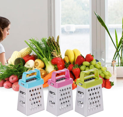 ElevateTech Mini Cheese Grater, 3 Pcs Stainless Steel Box Grater with Handle Professional Cheese Slicer Graters for Kitchen Slicer Cheeses Gingers Vegetable Dishwasher Safe (White)