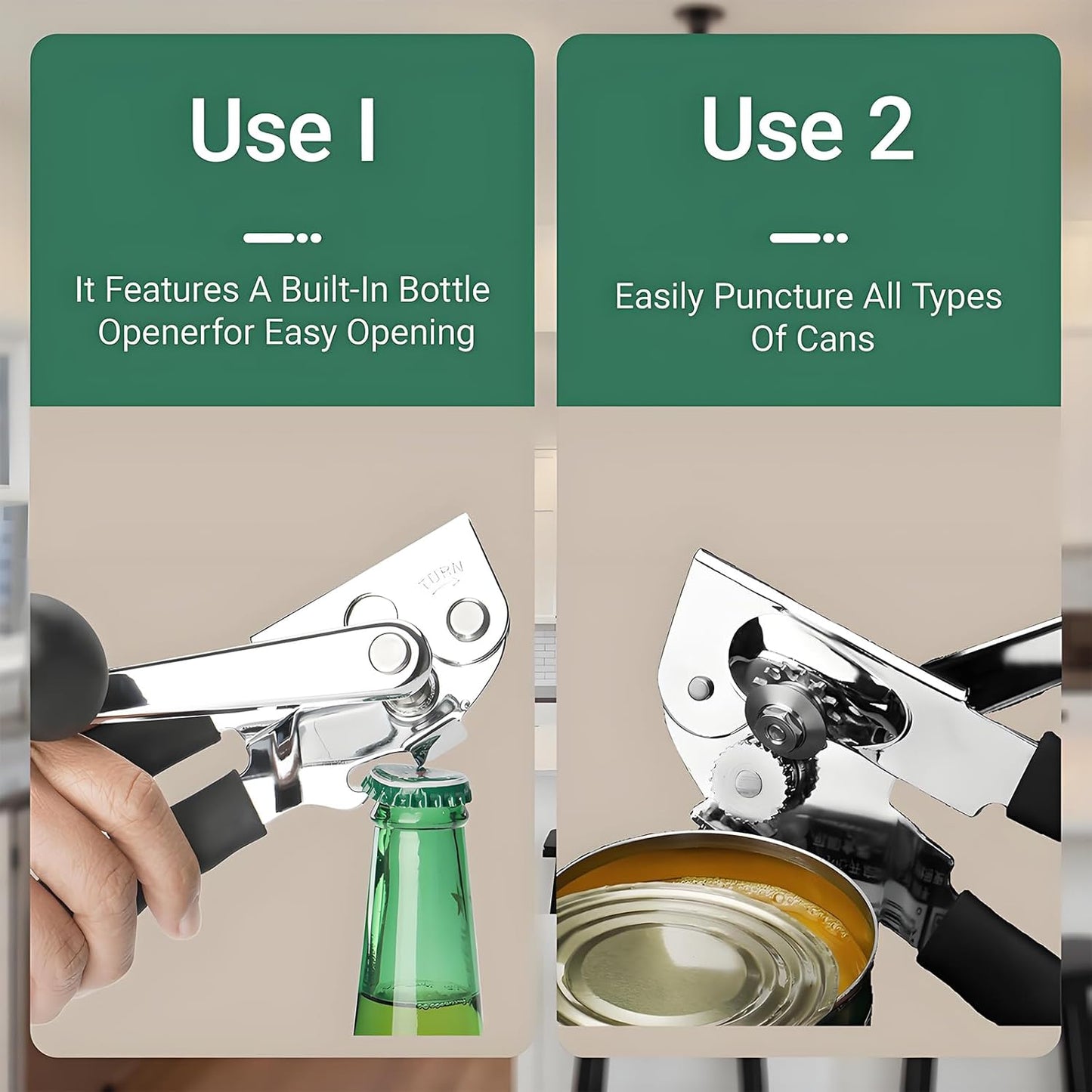 Commercial Can Openers Manual - Hand Crank Can Opener Heavy Duty With Comfortable Extra-Long Handles Swing Away Can Opener for Seniors 3 In 1 Large Handheld Can Open With Ergonomic Handle