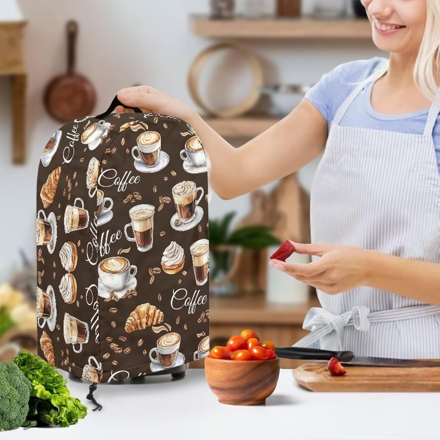 Coffee Pastry Blender Dust Cover with Drawstring Field Stand Mixer or Coffee Maker Cover Anti Fingerprint Polyester Appliance for Home Kitchen Decor