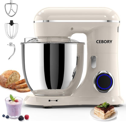 CEBORY 3-IN-1 Electric Stand Mixer, 6.5QT Bowl 660W 10-Speed Kitchen Mixer, Household Food Mixers include Dough Hook, Beater and Whisk, Bread Cake Mixer for Baking and Most Home Cooks, Pink