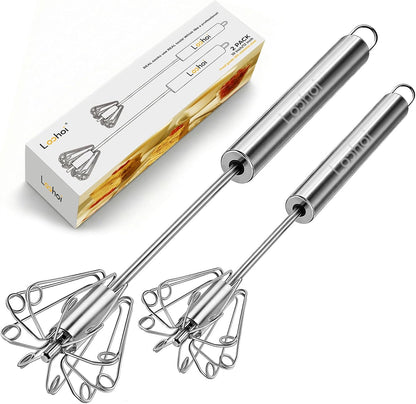 Danish Dough Whisk & Egg Whisk Set for Sourdough Bread, 2PCS Bread Dough Mixer for Sourdough, Pizza, Batter, Eggs & Cream, Heavy Duty Baking Whisks, 12-Inch