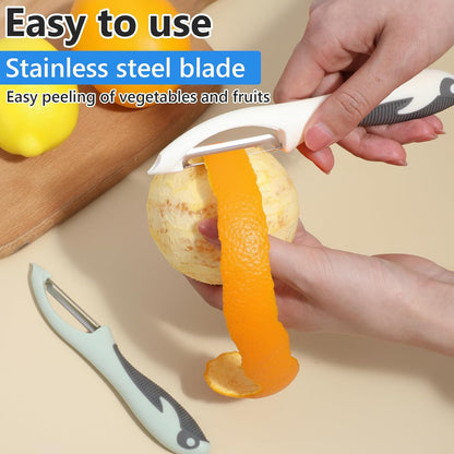 Mabor 2Pcs Stainless Steel Vegetable and Fruit Peeler, Swivel Straight Veggie Peelers for Kitchen Apple Carrot Cucumber Potato with Non-Slip Grip Handle
