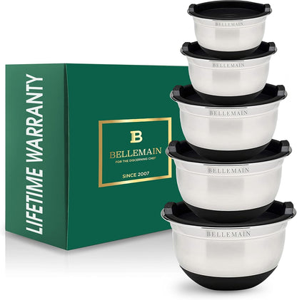 Bellemain Stainless Steel Non-Slip Mixing Bowls with Lids (4-Piece Set)