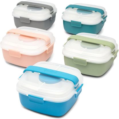 Goodful Stackable Lunch Box Container, Bento Style Food Storage with Removeable Compartments for Sandwich, Snacks, Toppings & Dressing, Leak-Proof and Made without BPA, 56-Ounce, Teal