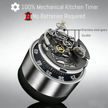 Kitchen Magnetic Visual Cooking Mechanical Timer with Loud Alarm, No Batteries Required, Stainless Steel, Countdown 60 Minute Wind Up Timer for Study, Chef, Teacher, Office (White)