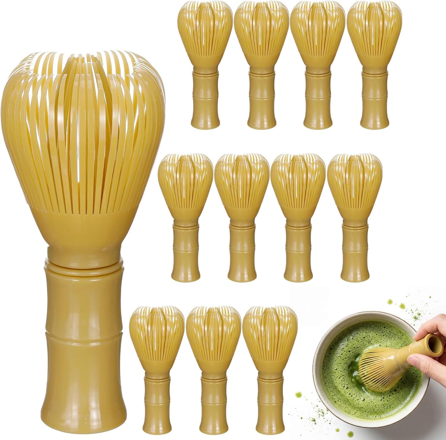 LemonRoad 4 Pcs Plastic Matcha Whisk, Reusable Resin Japanese Chasen Matcha Stirrer Gifts, Ideal for Daily Use, Travel, and Gift Giving