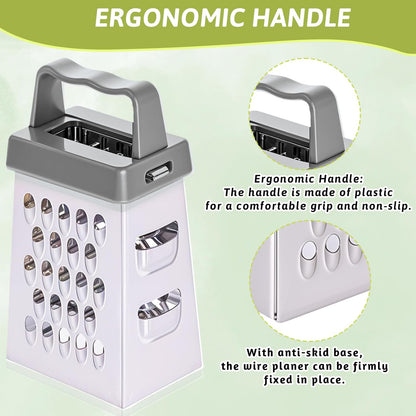 Ptwola 6 Pcs Mini Cheese Grater Professional Box Grater Stainless Steel Fine Coarse Handheld Slicer with 4 Sides Small Box Food Shredder Safe Zester for Kitchen Cheese Garlic Ginger Vegetable Potatoes