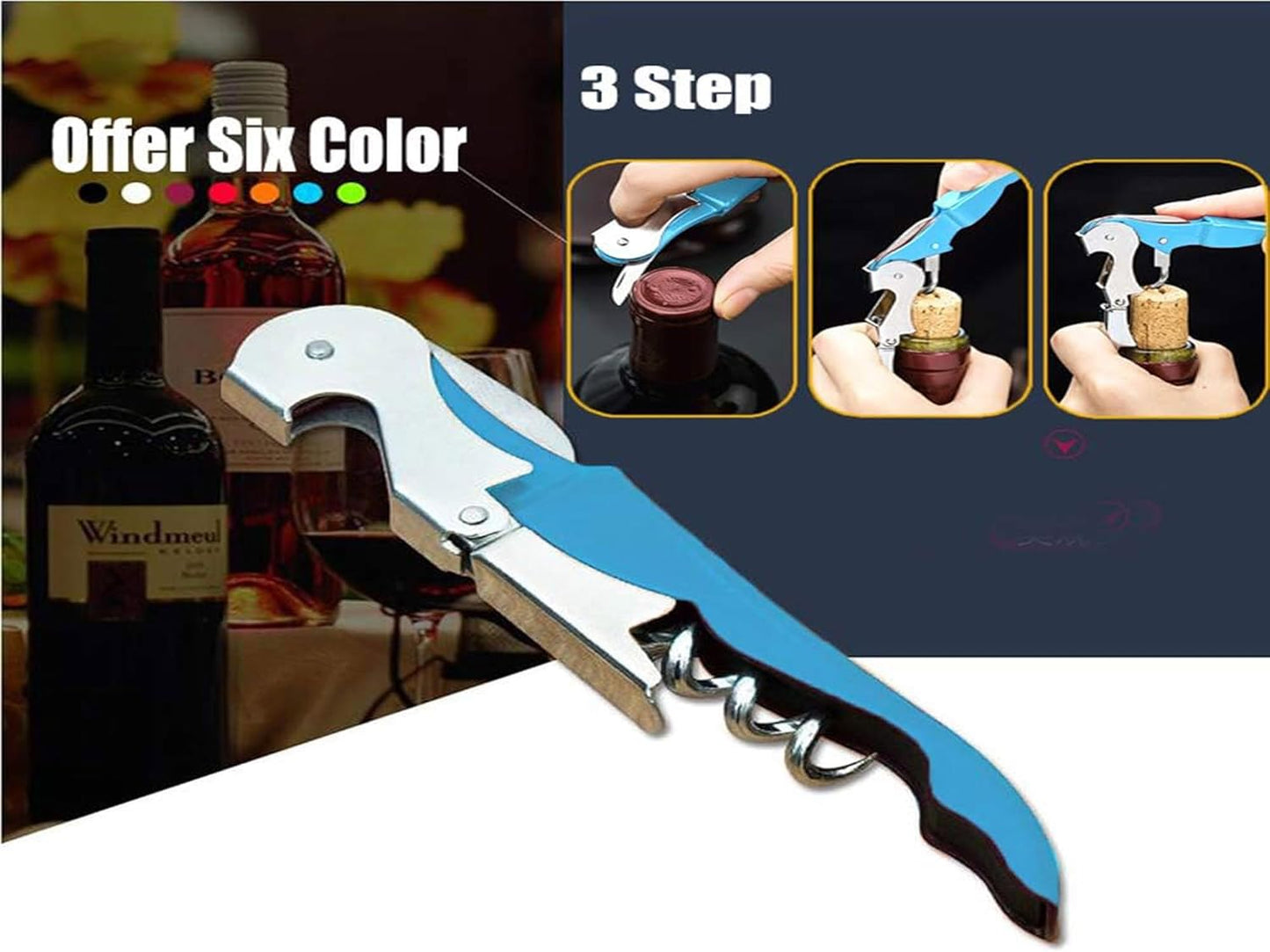 Kit-Home Professional Waiter Corkscrew Wine Openers Set (4 PCS),Upgraded with Heavy Duty Stainless Steel Hinges Wine Key for Restaurant Waiters, Sommelier, Bartenders