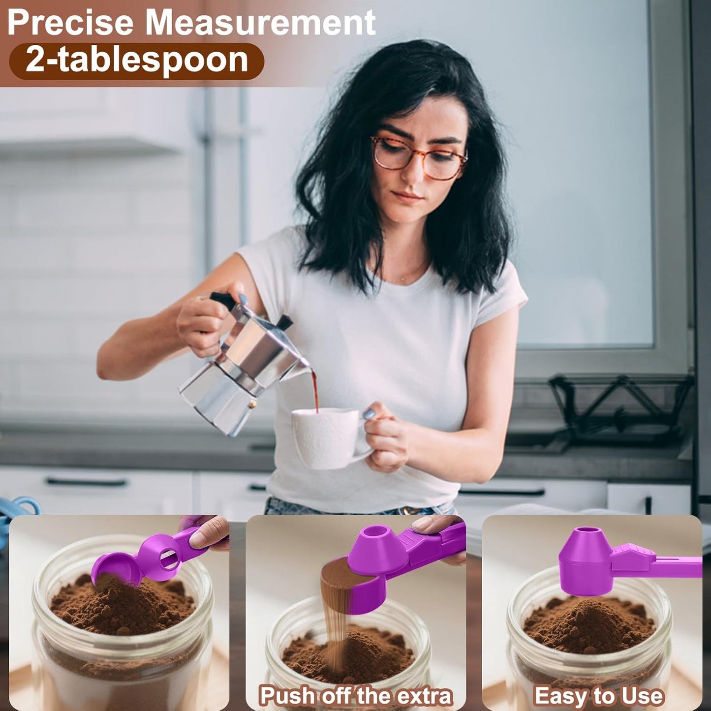 Palksky Coffee Scoop & Funnel for Reusable K Cup Refillable Coffee Pods, 2 Tablespoon Slide Coffee Measuring Funnel Scooper,1PCS