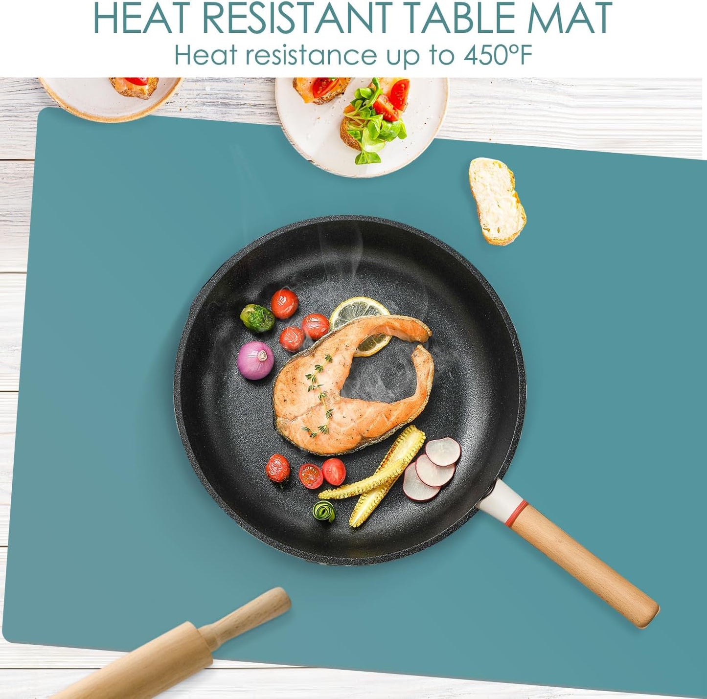 Standard Silicone Mat,Black Baking Mat-Food Grade Kids Dinner Table Placemat Non Slip Counter Mat with Raised Edges Heat Resistant Mat for Air Fryer Nonstick Pastry Dough Mat(1 Pack 23.6'' x 15.7'')