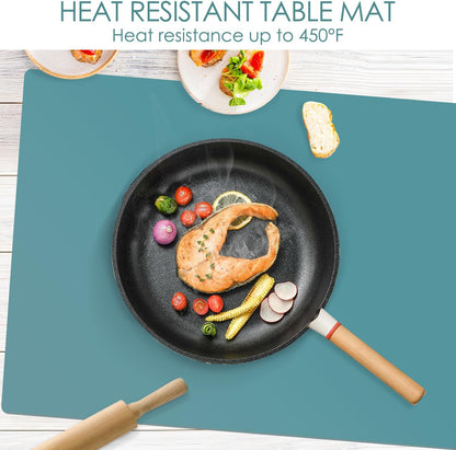 Standard Silicone Mat,Black Baking Mat-Food Grade Kids Dinner Table Placemat Non Slip Counter Mat with Raised Edges Heat Resistant Mat for Air Fryer Nonstick Pastry Dough Mat(1 Pack 23.6'' x 15.7'')