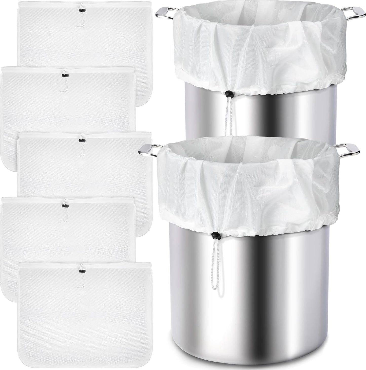 Chumia 10 Pack Brew Bags Reusable Extra Large 26 x 22'' Fine Mesh Strainer Cold Brew Filters Drawstring Cheese Cloth Straining Bags Wine Making Supplies for Fruit Cider Beer