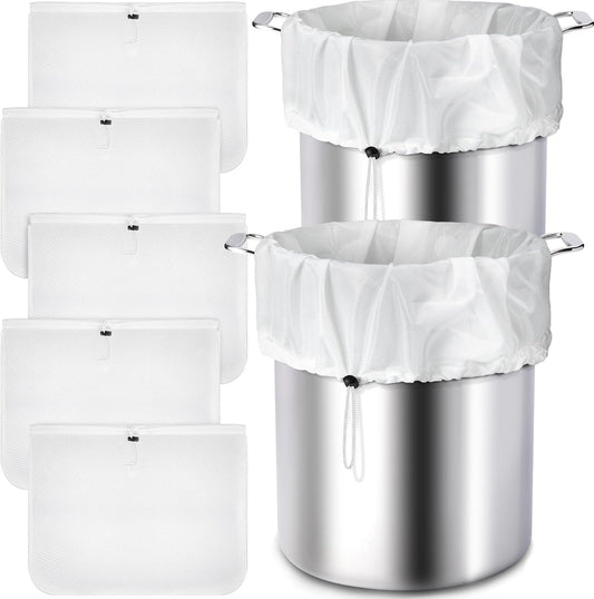 Chumia 10 Pack Brew Bags Reusable Extra Large 26 x 22'' Fine Mesh Strainer Cold Brew Filters Drawstring Cheese Cloth Straining Bags Wine Making Supplies for Fruit Cider Beer