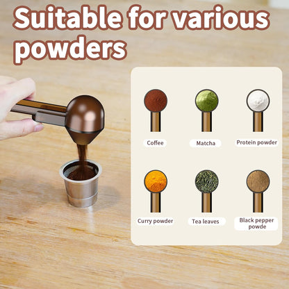 Coffee Scoop with Funnel for Ground Coffee, Protein Powder & Tea, for Reusable K Cup Refiller, 2TBSP Mess-Free, Funnel Design Prevents Spills (Black, 2-Pack)