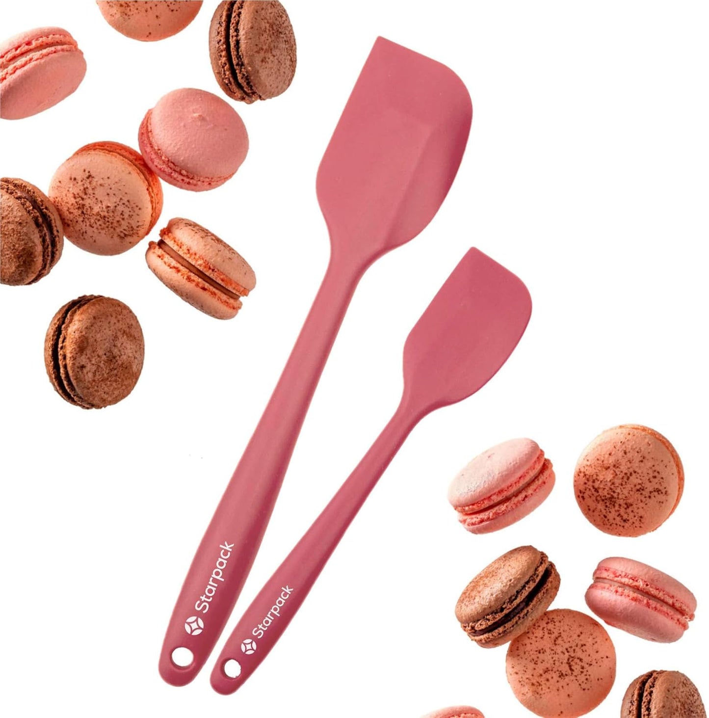Starpack 'Scrape and Stir' Silicone Rubber Spatula Set (4-Piece) - LFGB Non Toxic, 600°F Heat Resistant, BPA-Free, One-Piece Kitchen Baking Spatulas - Dishwasher Safe for Nonstick Cookware Earthy Pink