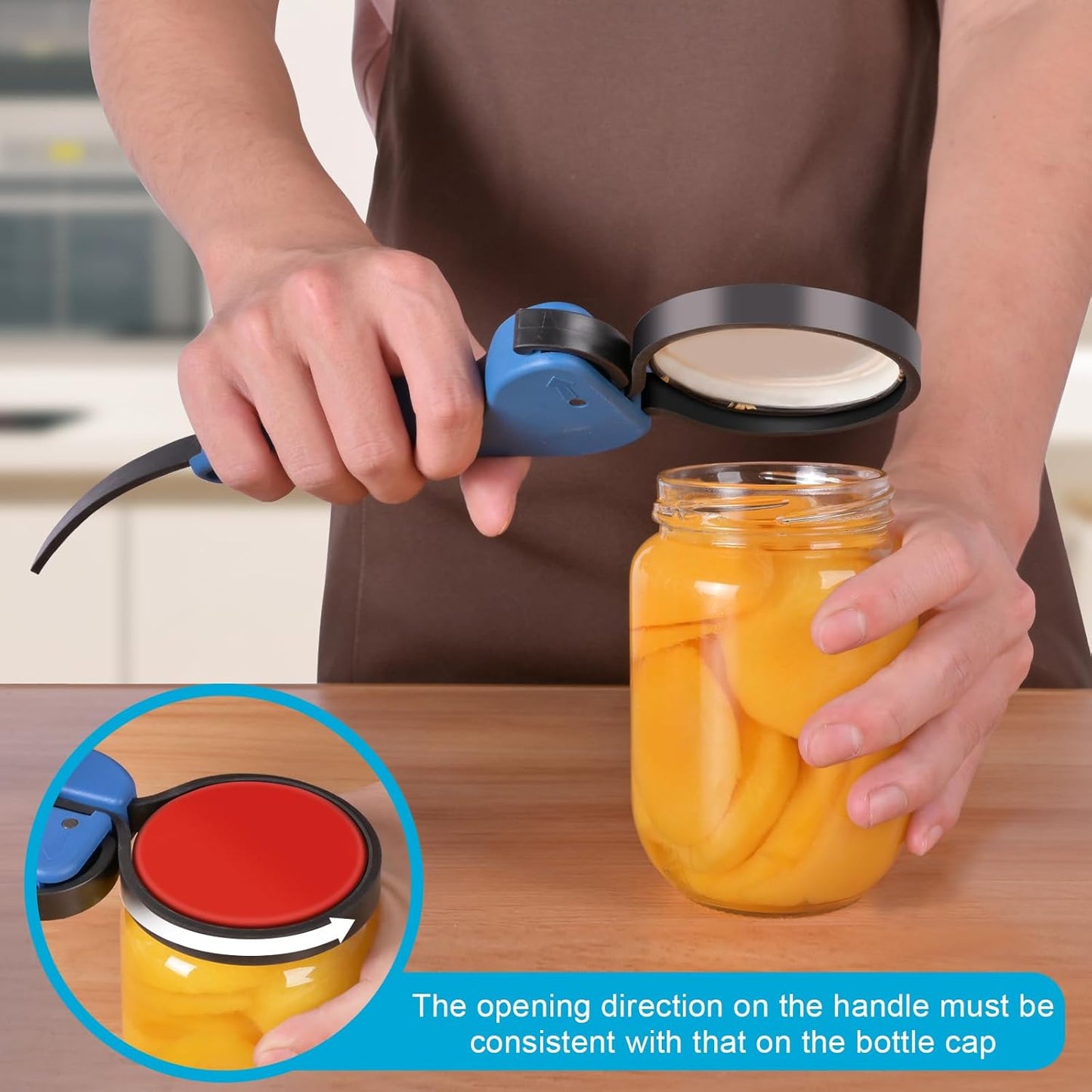 Double-Handle Jar Opener for Seniors, Expert solution for opening large jars (such as kimchi jars), Gifts for Weak Hands with Arthritis, Patent | Kitchen Gadgets, Self-Locking Design
