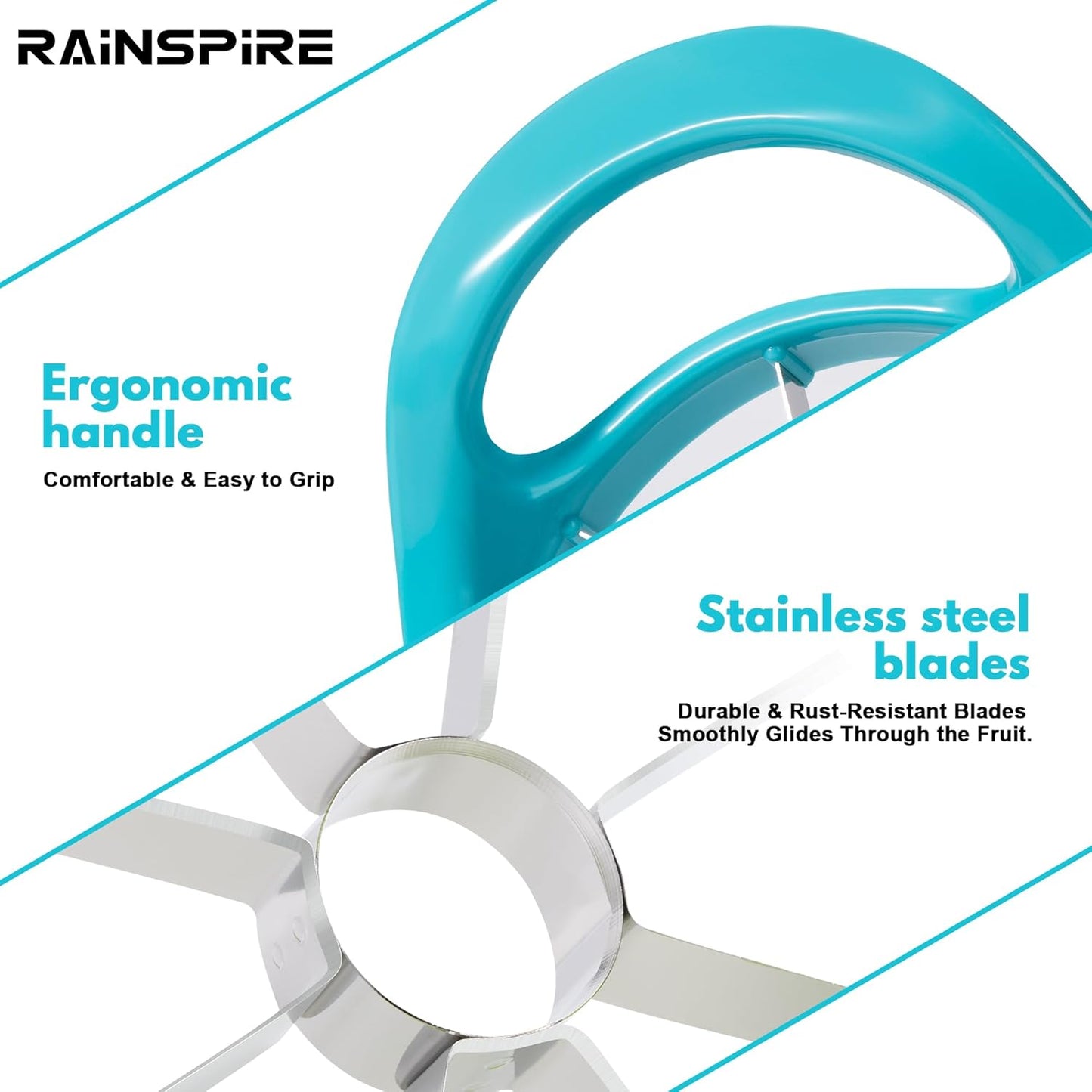 Rainspire Apple Cutter 8 Slices, 8 Blade Apple Slicer and Corer, Apple Corer Tool with Stainless Steel Blades, Super Sharp Fruit Cutter Fruit Slicer (Red)