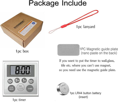 Digital Timer Waterproof Shower Timer Shower Clock Bathroom Kitchen Timer with Strong Magnet and Large LCD Display (Waterproof 7 Key)