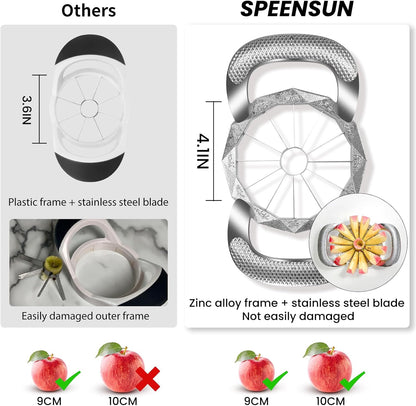 Apple Slicer and Corer, Upgraded Heavy Duty Apple Cutter Slicer with Stand, Cut Apples All The Way Through, Stainless Steel Blade Apple Cutter 8 Slices with Comfort Handle, Up to 3.5 IN Apples