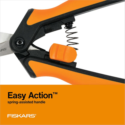 Fiskars 6" Pruning Scissors for Flowers, Buds, Weeds and Small Plants, Garden Snips with Resin Resistant Nonstick Stainless Steel Blades, Gardening Trimmers with Comfortable Handle