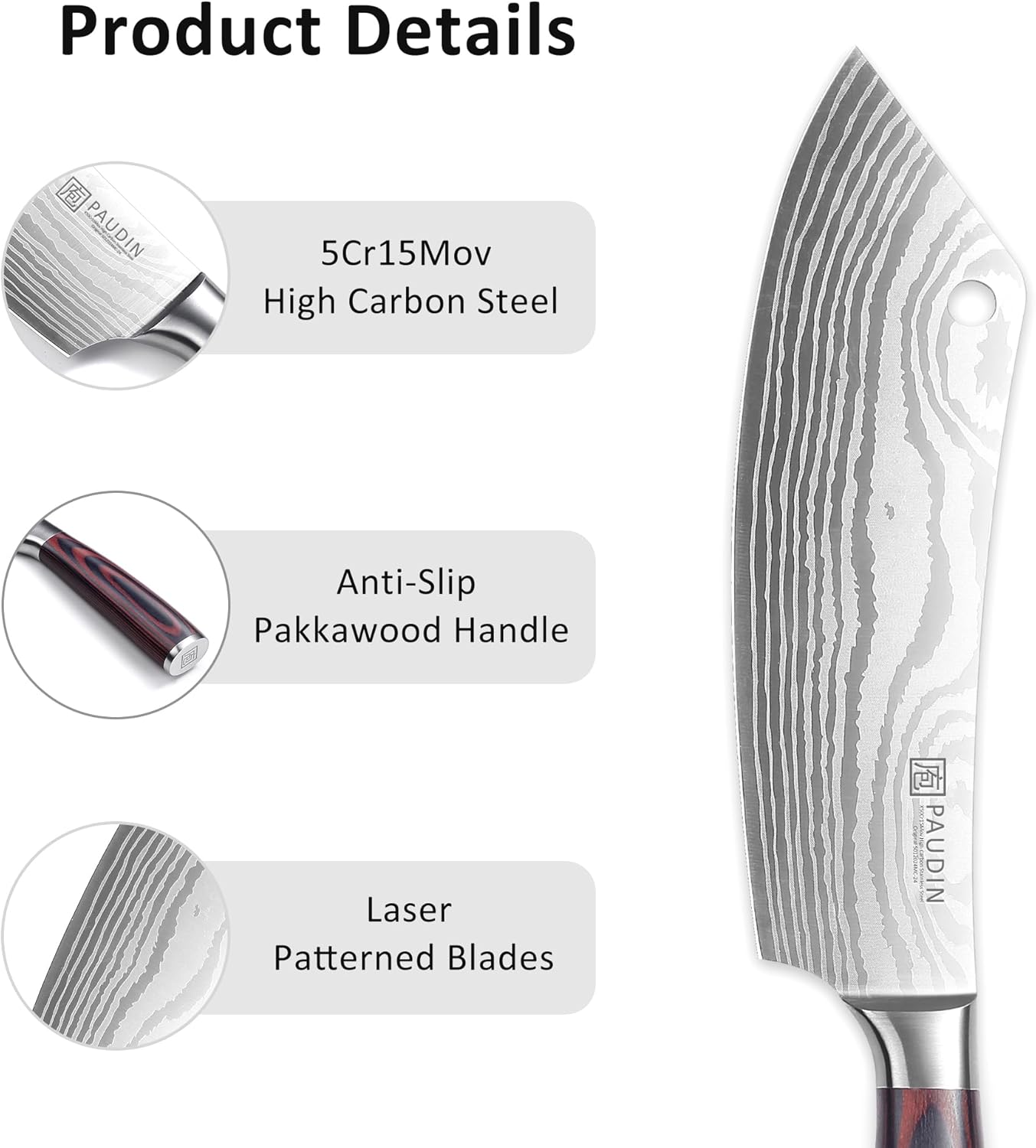 PAUDIN Tomato Knife, 5 inch Serrated Tomato Knives with Sheath, High Carbon Stainless Steel Tomato Slicer Knife for Smooth Cutting Slicing Vegetables and Fruits