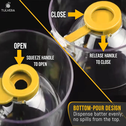 Pancake Batter Dispenser | 5-Cup Mix Pourer for Pancakes, Waffles, Crepes, Muffins, Cupcakes | Squeeze Handle, Portion Control Pitcher, Durable Drip-Free Design | Baking Accessories (Original Black)
