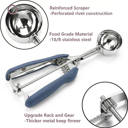Ice Cream Scoop, 18/8 Stainless Steel Cookie Scoop, Cookie Scoops for Baking, 2 Tbsp/ 30 ml/ 1 oz Cookie Dough Scoop, Ice Cream Scooper with Trigger Release, Cookie Scooper for Baking