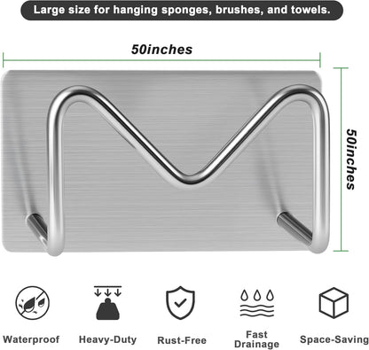 Luckyiren 2-Pack Stainless Steel Sponge Holder for Kitchen Sink - Rustproof Brushed SUS304 Sponge Caddy Organizer, Wall/Surface Mount, Drainage Design, Clutter-Free Storage