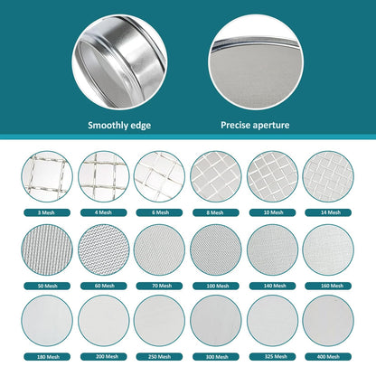 304 Stainless Steel Mesh Lab Sieve, 80 Mesh (0.2mm) Aperture Test Sieve, 4inch(10cm) Diameter Economy Standard Analysis Sample Test Sieves for Industrial Laboratory Homes - Colors B