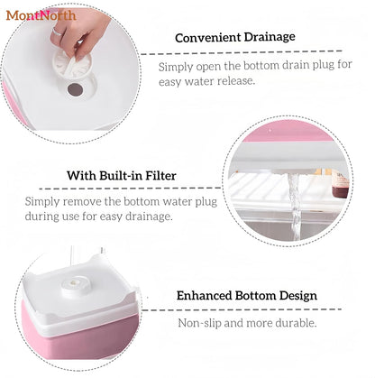 MontNorth Collapsible Wash Basin 9L, Foldable Dish Tub with Drain Plug, Portable Collapsible Dish Basin, Camping Sink for Washing Dishes, Laundry & Kitchen Use,Gray
