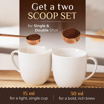 Orblue Premium Coffee Scoop Set - 1 Tbsp (15ml) & 2 Tbsp (30ml) Measuring Tablespoon - Stainless Steel Coffee Measuring Spoon and Scooper with Long Handles - Pack of 2 Black