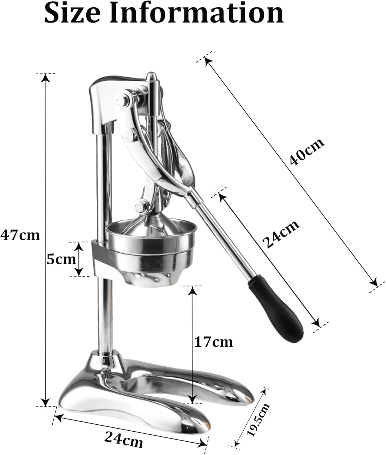 LIU&LIU Citrus Juicer with Lever Press,Hand Press Fruit Juicer with 304 Material Pressure Lid and Filter Screen, Removable and Easy to Clean,Silver