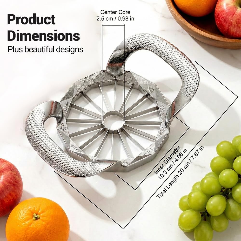Apple Slicer and Corer with 8/12 Blades, 4.1 Inch Heavy Duty Apple Cutter, 304 Stainless Steel Apple Corer Tool for Apples, Pears, Pineapples (12 Sharp Blades)