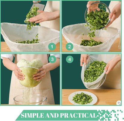 Cheese Cloths for Straining– Reusable Filter Bags Ultra-Fine Mesh Strainer for Filter NutMilk, Yogurt, Fresh Cheese, Juicing, Coffee, Milk, Butter & Juices (3)