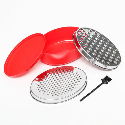 Stainless Steel Cheese Grater with Airtight Storage Container Vegetable Slicer Potato Shredder Box Grater for Kitchen Tool for Cheeses Carrots Ginger, with a Brush, Red