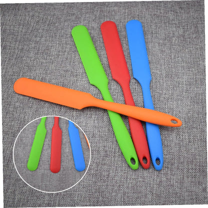 TEHAUX 4 Pcs Blue Silicone Scraper with Long Integrated Handle Flat Spatula for Butter Blending and Cake Baking High Hardness Wear-resistant Mixing Tools for Frosting and Pastry