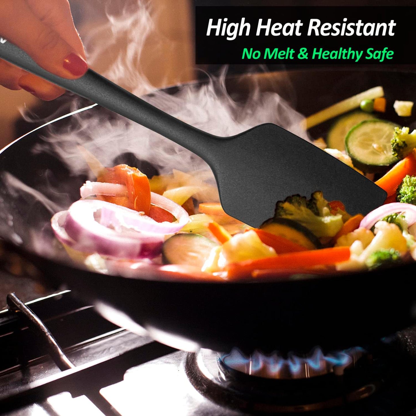 3 Pack Large Silicone Spatula for Kitchen,600°F Heat resistant Rubber Spatulas for Baking,Cooking, Scraping,and Mixing,Non Stick Kitchen Utensils, BPA Free, 11.2 IN, Khaki