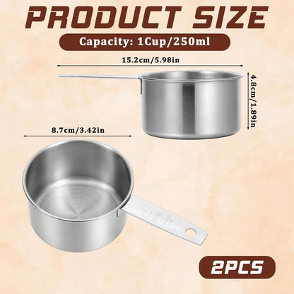 2 Pcs 1/8 Cup (30ml, 1oz) Measuring Cup, Stainless Steel Measuring Scoop Coffee Scoops Small Metal Measure Cups Tablespoon for Wet and Dry Ingredients, Metric and US Measurement, Dishwasher Safe
