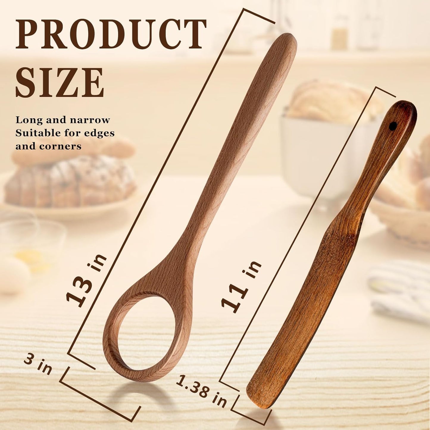 4 Pcs Sourdough Whisk Set Include Wooden Dough Whisk, Skinny Spurtle for Sourdough Starter, Doughs Scraper Cutter, Doughs Scoring Tool Blades, Danish Bread Making Tools Supplies