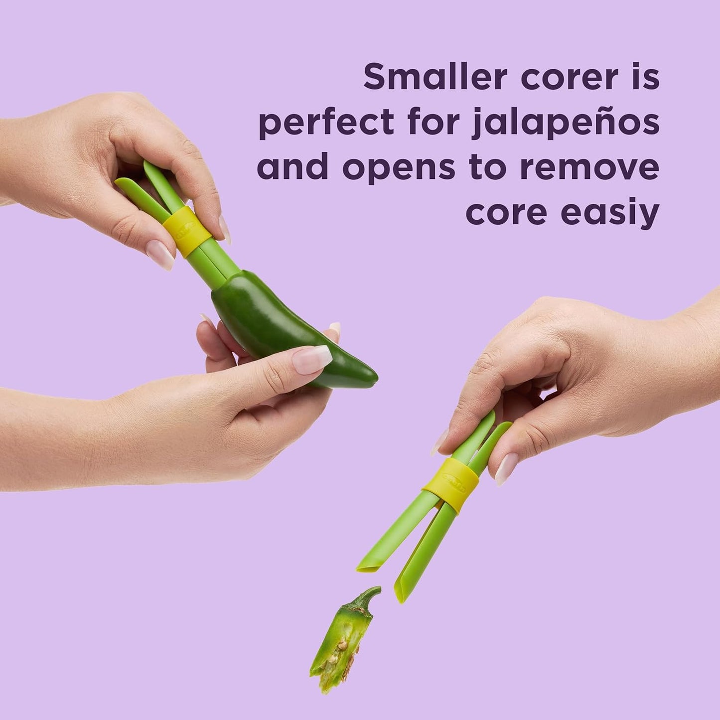 Chef'n 2-in-1 Bell Pepper and Jalapeno Corer Set, Nested Design for Easy Storage, Effortless De-Seeding, and Quick Food Prep
