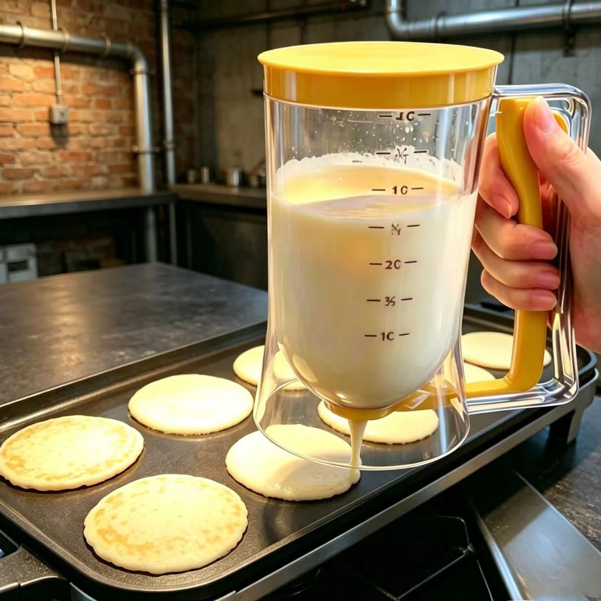 BBSTARZ Pancake Batter Dispenser – 4-Cup Batter Dispenser with Squeeze Handle & Measuring Marks for Pancakes, Waffles, Muffins, Crepes & Cupcakes – Baking Tool(Red)
