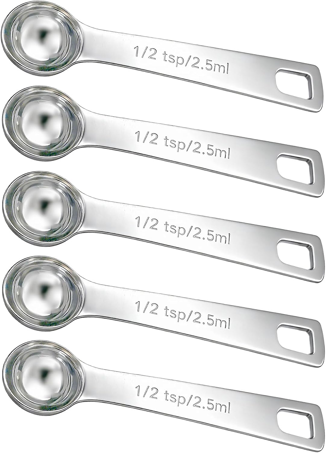 5PCS 1/2tsp(1/6tbsp, 2.5 ml) Measuring Spoon Teaspoons Stainless Steel Measure Spoons for Precise Cooking, Baking and Spices Measurement