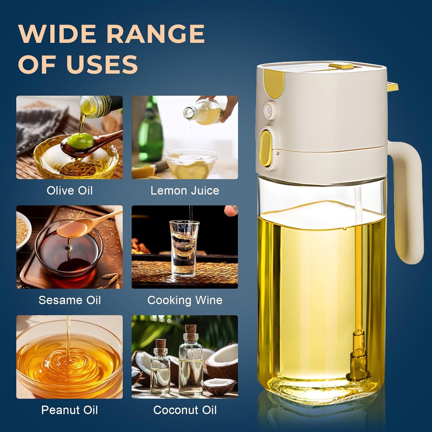 MUOOMU Oil Sprayer for Cooking, Upgraded Olive Sprayer Bottle, Air Fryer Accessories, Mister 7oz/200ml Vinegar Spritzer, Kitchen Gadgets for Salad, BBQ, Roasting (Glass-C (Upgraded))