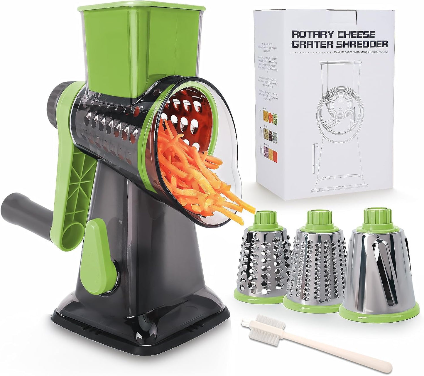Rotary Cheese Grater with Handle-Versatile Cheese Grater Non-Slip Suction Base,Cheese Shredder & Food Slicer for Cheese,Carrots, Cucumbers,Nuts-Compact & Easy Clean Kitchen Kitchen Tool (blue)