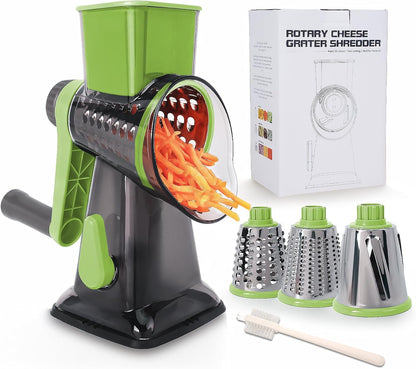 Rotary Cheese Grater with Handle-Versatile Cheese Grater Non-Slip Suction Base,Cheese Shredder & Food Slicer for Cheese,Carrots, Cucumbers,Nuts-Compact & Easy Clean Kitchen Kitchen Tool (blue)