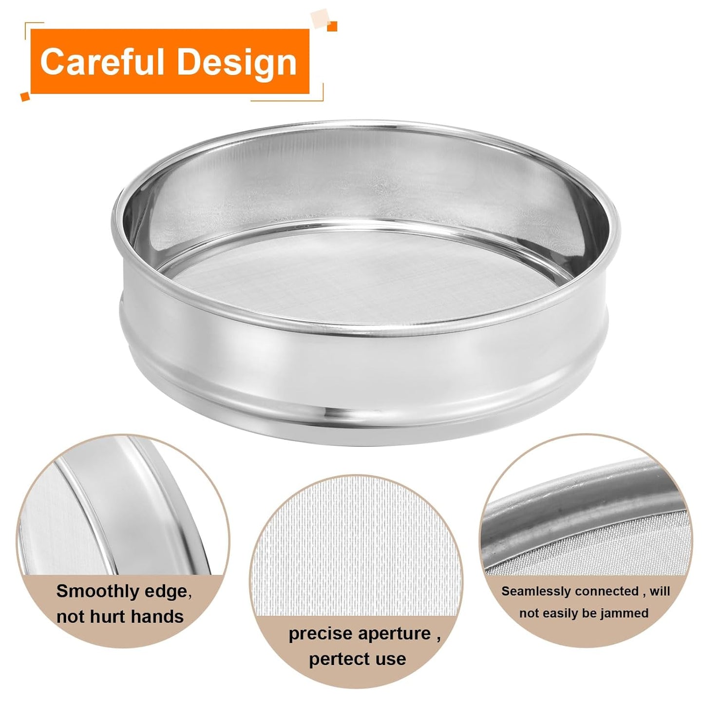 PATIKIL 40 Mesh Lab Sieve, 8" Diameter Test Sieve 304 Stainless Steel Wire Cloth (0.45mm) for Industrial Laboratory - Colors A