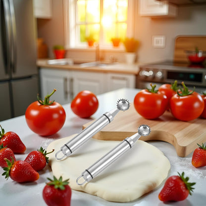 2Pcs Stainless Steel Strawberry Huller and Tomato Stem Corers Tool Multi-Function Stainless Corer and Pitter Remover for Strawberry Gadgets Kitchen Tool Blade Craft Fruit Tools, Tomato Corer